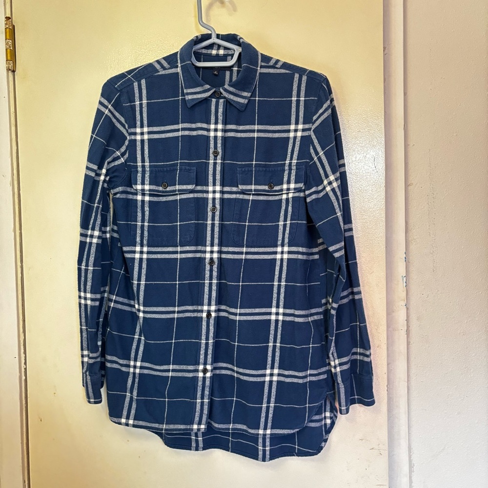 Madewell Blue and White Checkered Top